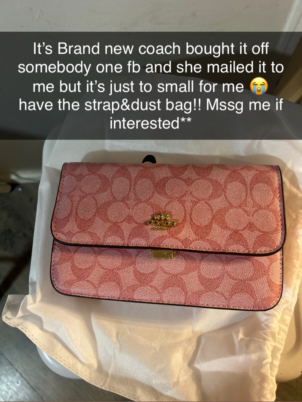 Coach Pink Signature Flap Crossbody with Gold Hardware